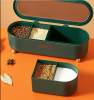 Seasoning Box Combination Set Seasoning Bottle Jar Household Kitchen Supplies Salt Msg Storage Box Sealed One-piece - DM026-green