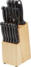 14-Piece High Carbon Stainless Steel Kitchen Knife Set - Black