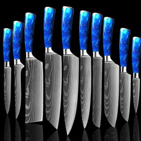8-inch Chef Knife with Blue Resin Handle - Blue 10piece set