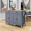 Kitchen Island Cart with Solid Wood Top and Locking Wheels,54.3 Inch Width,4 Door Cabinet and Two Drawers,Spice Rack, Towel Rack (Grey Blue) - as Pic