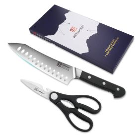 Kitchen 2Pcs Stainless steel Chef Scissor Knife Set - Black - Kitchen Surpplice