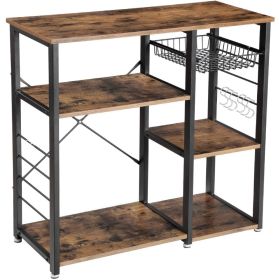 3-Tier Industrial Kitchen Baker's Rack Utility Microwave Oven Stand Storage Cart Workstation Shelf, Vintage - Brown