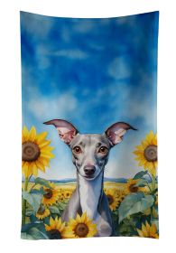 Italian Greyhound in Sunflowers Kitchen Towel Dish Cloths Guest Hand Towel Decorative Bathroom Towel for Face,Tea, Dishcloth, Kitchen and Bath