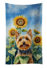 Silky Terrier in Sunflowers Kitchen Towel Dish Cloths Guest Hand Towel Decorative Bathroom Towel for Face,Tea, Dishcloth, Kitchen and Bath