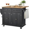 VEVOR Kitchen Island Cart Rolling Storage Cabinet on Wheel with Drawer & Shelves - Fully-Enclosed Mobile Type - Black