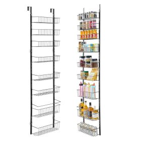 9-Tier Over the Door Pantry Organizer Hanging Storage Rack Adjustable Kitchen - 9 - Black