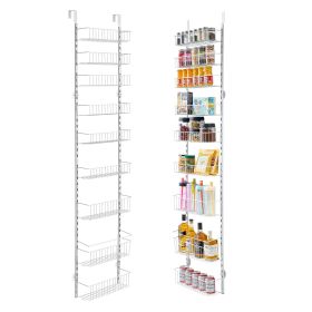 9-Tier Over the Door Pantry Organizer Hanging Storage Rack Adjustable Kitchen - 9 - White