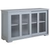Kitchen Sideboard, Stackable Storage Cabinet, Sliding Glass Door Console, Serving Buffet for Kitchen & Dining Room - Light Grey
