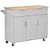 Rolling Kitchen Island, Kitchen Cart on Wheels with 2 Storage Drawers, 3 Door Cabinets and Towel Rack for Dining Room (Grey, 3-Doors) - Grey