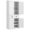 72" Kitchen Pantry, Freestanding Storage Cabinet with Drawer, Doors, White - White
