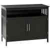 Kitchen Sideboard, Buffet Cabinet, Wooden Storage Console Table with 2-Level Cabinet and Open Shelf, Black - Black