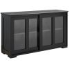 Modern Kitchen Sideboard, Stackable Storage Cabinet, Sliding Glass Door Console, Cupboard Serving Buffet for Kitchen & Dining Room, Black - Black