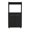 Lucca Kitchen Cart, Double Door Cabinet, One Open Shelf, Two Interior Shelves - Black