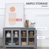 Kitchen Sideboard, Stackable Storage Cabinet, Sliding Glass Door Console, Serving Buffet for Kitchen & Dining Room - Light Grey
