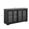 Modern Kitchen Sideboard, Stackable Storage Cabinet, Sliding Glass Door Console, Cupboard Serving Buffet for Kitchen & Dining Room, Black - Black
