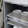 Kitchen Sideboard, Stackable Storage Cabinet, Sliding Glass Door Console, Serving Buffet for Kitchen & Dining Room - Light Grey