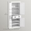 72" Kitchen Pantry, Freestanding Storage Cabinet with Drawer, Doors, White - White