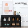 Modern Kitchen Sideboard, Stackable Storage Cabinet, Sliding Glass Door Console, Cupboard Serving Buffet for Kitchen & Dining Room, Black - Black