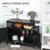 Kitchen Sideboard, Buffet Cabinet, Wooden Storage Console Table with 2-Level Cabinet and Open Shelf, Black - Black
