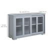 Kitchen Sideboard, Stackable Storage Cabinet, Sliding Glass Door Console, Serving Buffet for Kitchen & Dining Room - Light Grey