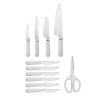 12-piece Forged Kitchen Knife Set in White with Wood Storage Block;  - 12-piece / Set