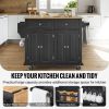 VEVOR Kitchen Island Cart Rolling Storage Cabinet on Wheel with Drawer & Shelves - Fully-Enclosed Mobile Type - Black