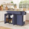 HOMCOM Kitchen Island on Wheels with Drop Leaf, Charging Station, Rolling Kitchen Cart with Wood Top, Adjustable Shelf, Blue - Blue