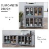 Kitchen Sideboard, Stackable Storage Cabinet, Sliding Glass Door Console, Serving Buffet for Kitchen & Dining Room - Light Grey