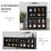 Modern Kitchen Sideboard, Stackable Storage Cabinet, Sliding Glass Door Console, Cupboard Serving Buffet for Kitchen & Dining Room, Black - Black