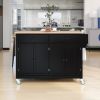 Kitchen Island Cart with Solid Wood Top and Locking Wheels,54.3 Inch Width,4 Door Cabinet and Two Drawers,Spice Rack, Towel Rack (Black) - as Pic