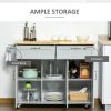 Rolling Kitchen Island, Kitchen Cart on Wheels with 2 Storage Drawers, 3 Door Cabinets and Towel Rack for Dining Room (Grey, 3-Doors) - Grey