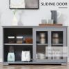 Kitchen Sideboard, Stackable Storage Cabinet, Sliding Glass Door Console, Serving Buffet for Kitchen & Dining Room - Light Grey