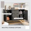 Sideboard Storage Cabinet with 3 Drawers, Adjustable Shelves and Doors, Kitchen Buffet Cabinet for Dining Room, Black - Black