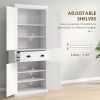 72" Kitchen Pantry, Freestanding Storage Cabinet with Drawer, Doors, White - White