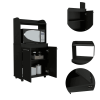 Lucca Kitchen Cart, Double Door Cabinet, One Open Shelf, Two Interior Shelves - Black