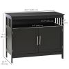 Kitchen Sideboard, Buffet Cabinet, Wooden Storage Console Table with 2-Level Cabinet and Open Shelf, Black - Black