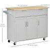 Rolling Kitchen Island, Kitchen Cart on Wheels with 2 Storage Drawers, 3 Door Cabinets and Towel Rack for Dining Room (Grey, 3-Doors) - Grey