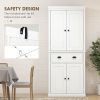 72" Kitchen Pantry, Freestanding Storage Cabinet with Drawer, Doors, White - White