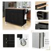 Kitchen Island Cart with Solid Wood Top and Locking Wheels,54.3 Inch Width,4 Door Cabinet and Two Drawers,Spice Rack, Towel Rack (Black) - as Pic