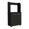 Lucca Kitchen Cart, Double Door Cabinet, One Open Shelf, Two Interior Shelves - Black