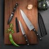 Kitchen Knife 3-Pcs Knife Set With Sheath stainless - BLACK