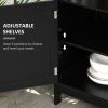 Kitchen Sideboard, Buffet Cabinet, Wooden Storage Console Table with 2-Level Cabinet and Open Shelf, Black - Black
