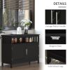 Kitchen Sideboard, Buffet Cabinet, Wooden Storage Console Table with 2-Level Cabinet and Open Shelf, Black - Black
