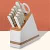 12-piece Forged Kitchen Knife Set in White with Wood Storage Block;  - 12-piece / Set