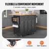 VEVOR Kitchen Island Cart Rolling Storage Cabinet on Wheel with Drawer & Shelves - Fully-Enclosed Mobile Type - Black