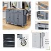 Kitchen Island Cart with Solid Wood Top and Locking Wheels,54.3 Inch Width,4 Door Cabinet and Two Drawers,Spice Rack, Towel Rack (Grey Blue) - as Pic